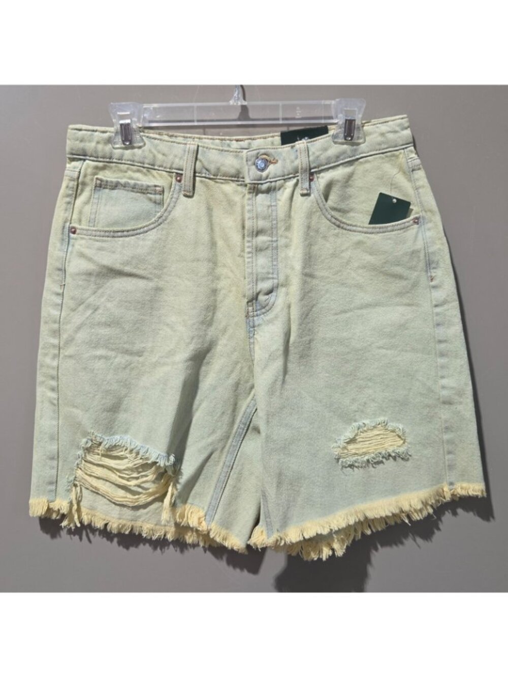 Wild Fable High Rise Bermuda Distressed Bermuda Green Jean Shorts -- Women's 8